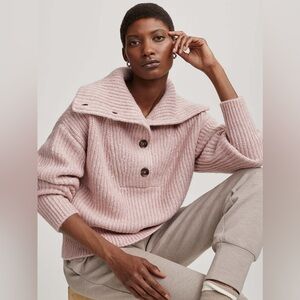 Varley Peverel Button Placket Knit Pink Pullover Sweater Size Medium Pink